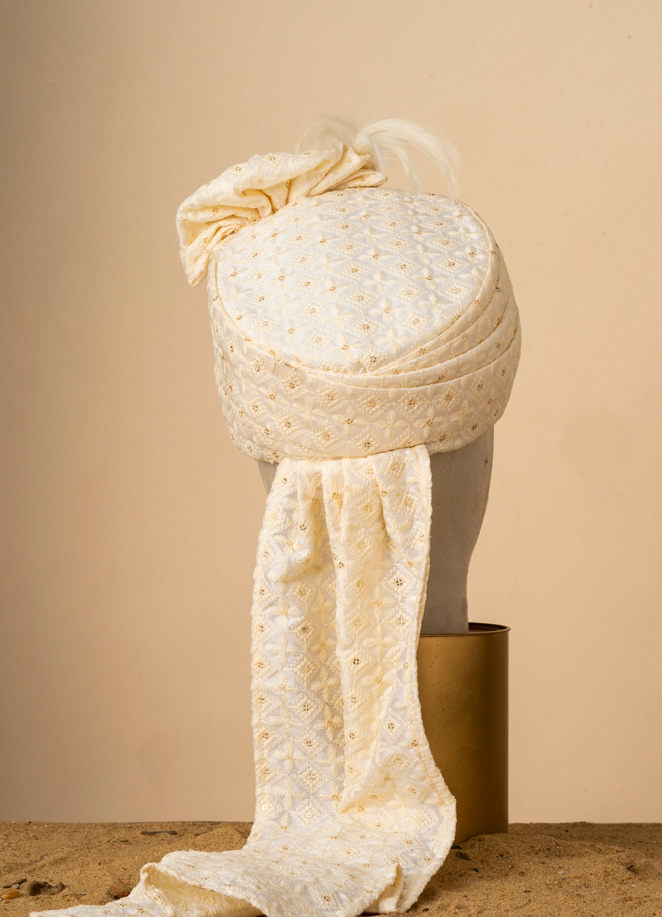 Manyavar Men Regal Beige Art Silk Safa