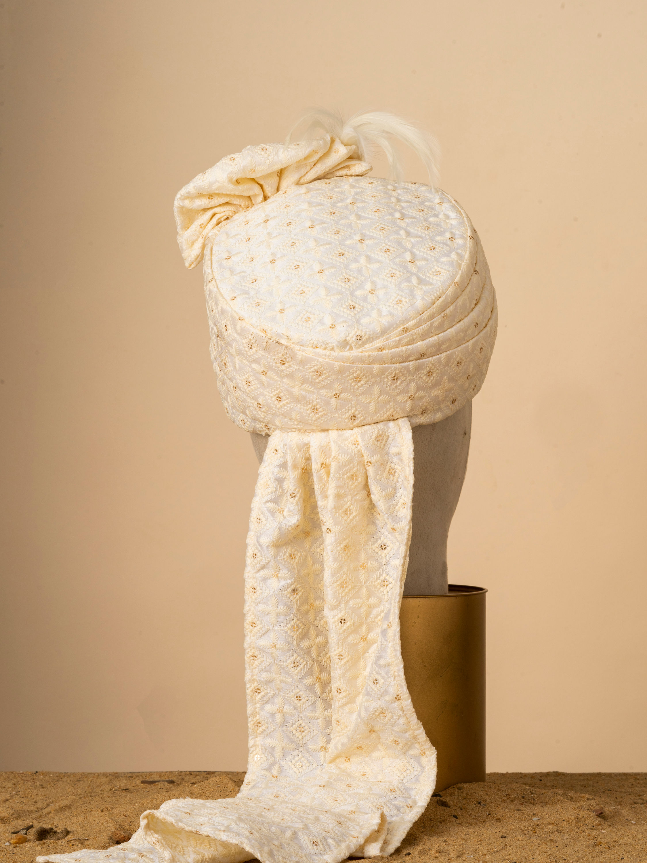 Manyavar Men Regal Beige Art Silk Safa