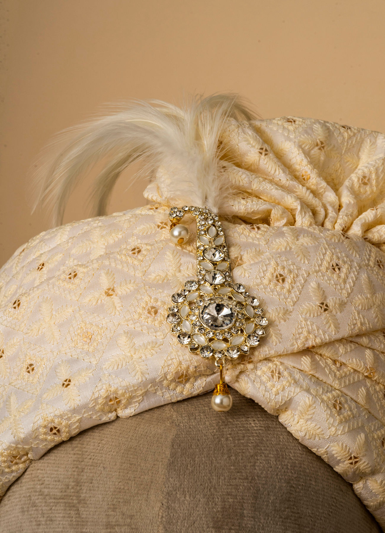 Manyavar Men Regal Beige Art Silk Safa