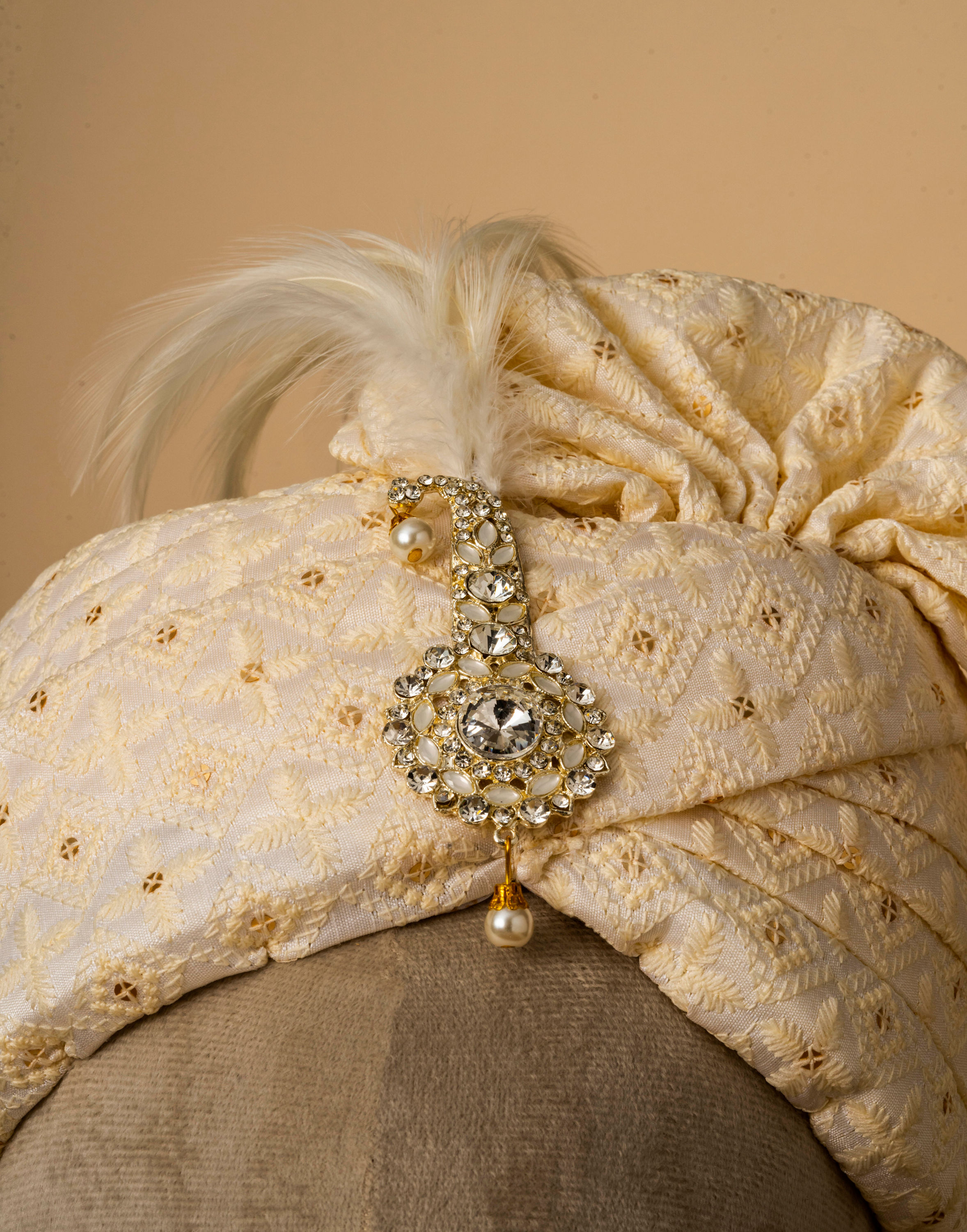 Manyavar Men Regal Beige Art Silk Safa