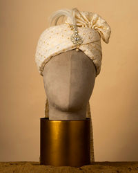 Manyavar Men Regal Beige Art Silk Safa