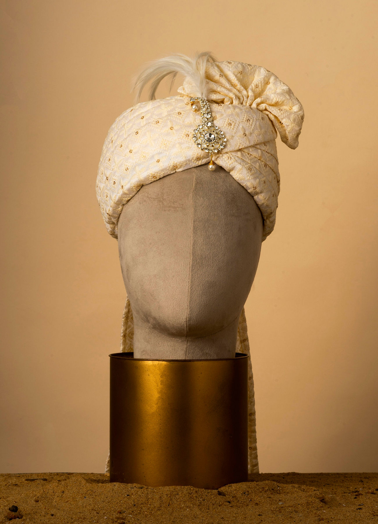 Manyavar Men Regal Beige Art Silk Safa