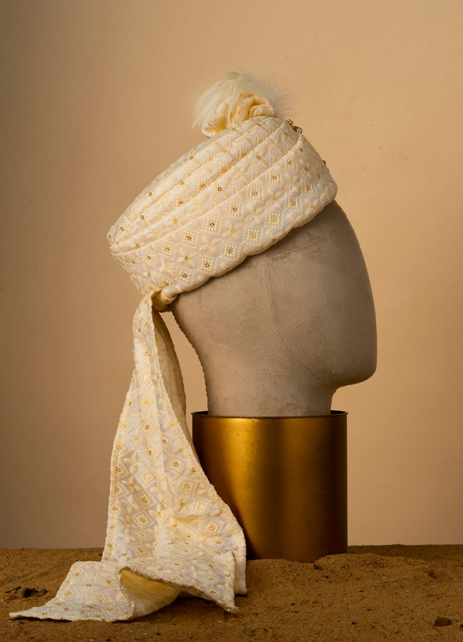 Manyavar Men Regal Beige Art Silk Safa