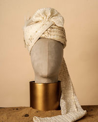 Manyavar Men Regal Satin Cream Safa