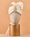 Manyavar Men Cream Silk Safa with Brooch