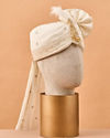 Manyavar Men Cream Silk Safa with Brooch