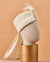 Manyavar Men Cream Art Silk Safa with Brooch