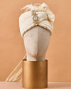 Manyavar Men Cream Art Silk Safa with Brooch