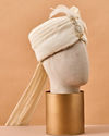 Manyavar Men Cream Art Silk Safa with Brooch
