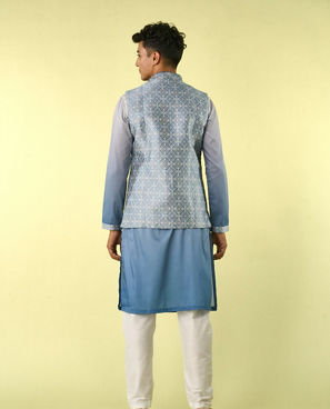 Diwas Men Gorgeous Blue Kurta Jacket Set