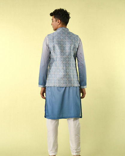 Diwas Men Gorgeous Blue Kurta Jacket Set