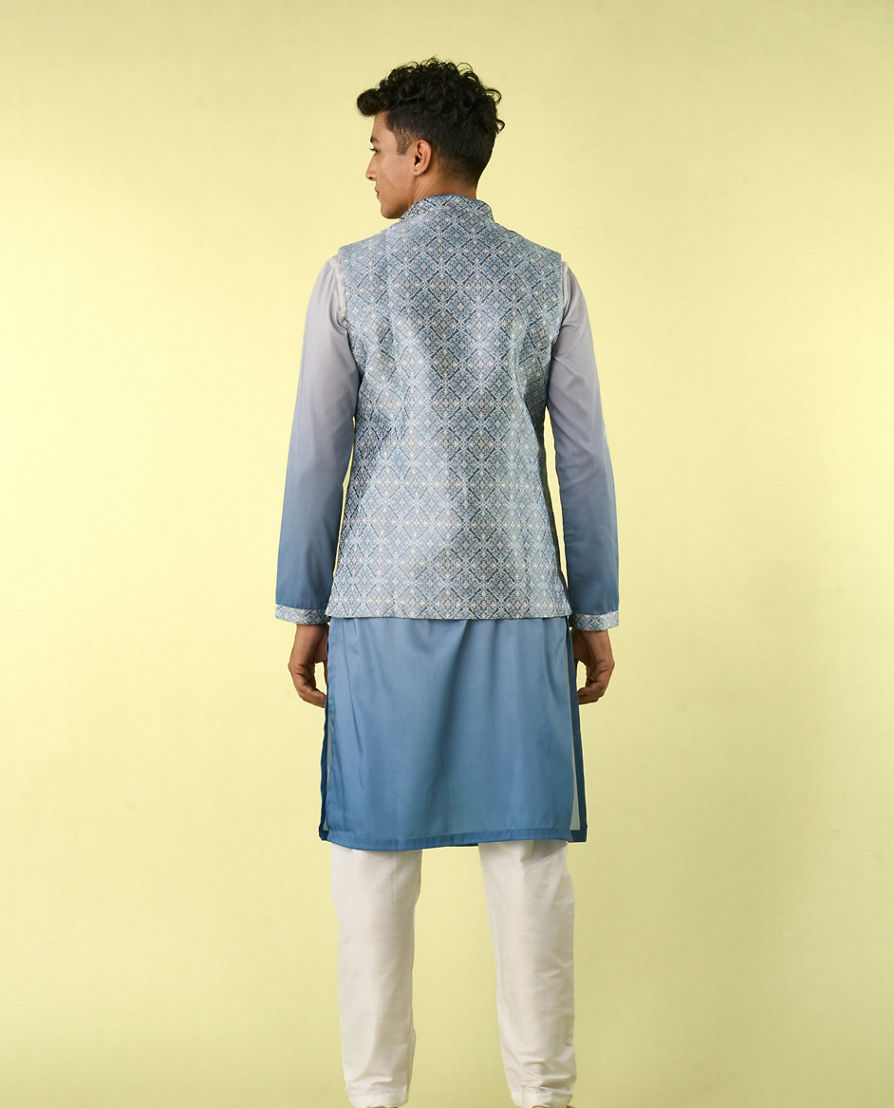 Diwas Men Gorgeous Blue Kurta Jacket Set