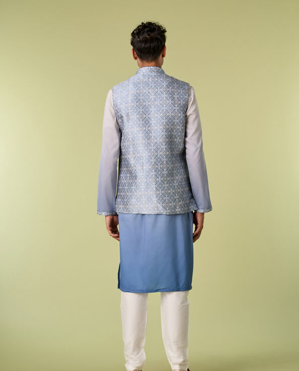 Diwas Men Gorgeous Blue Kurta Jacket Set