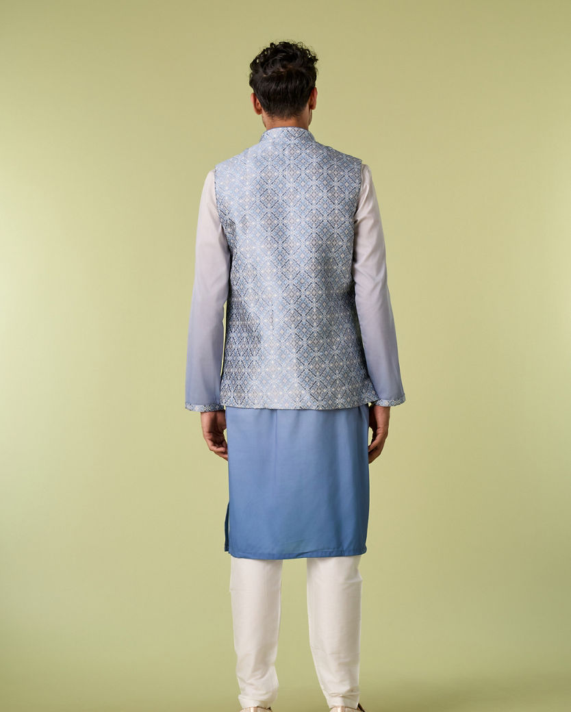 Diwas Men Gorgeous Blue Kurta Jacket Set