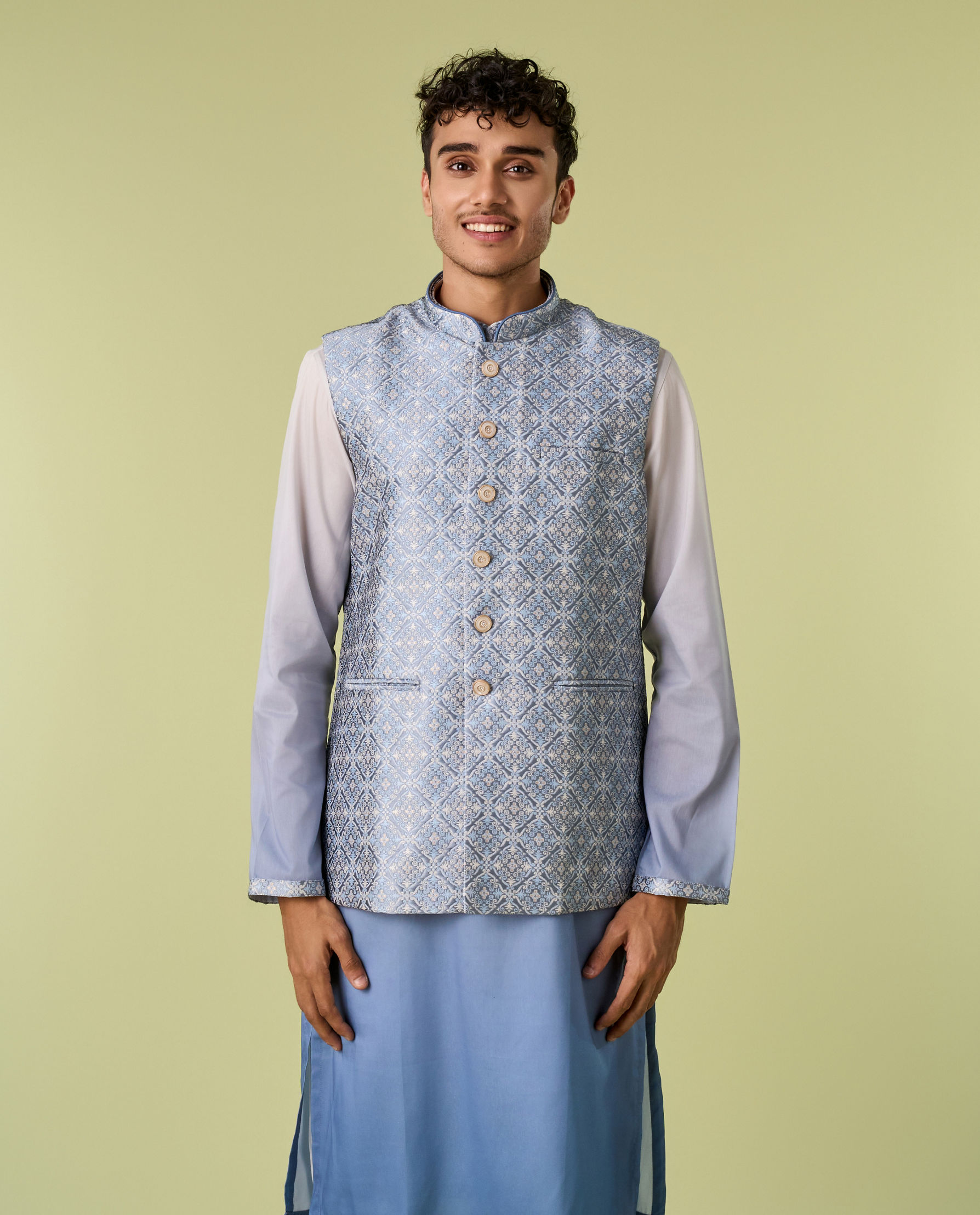 Diwas Men Gorgeous Blue Kurta Jacket Set