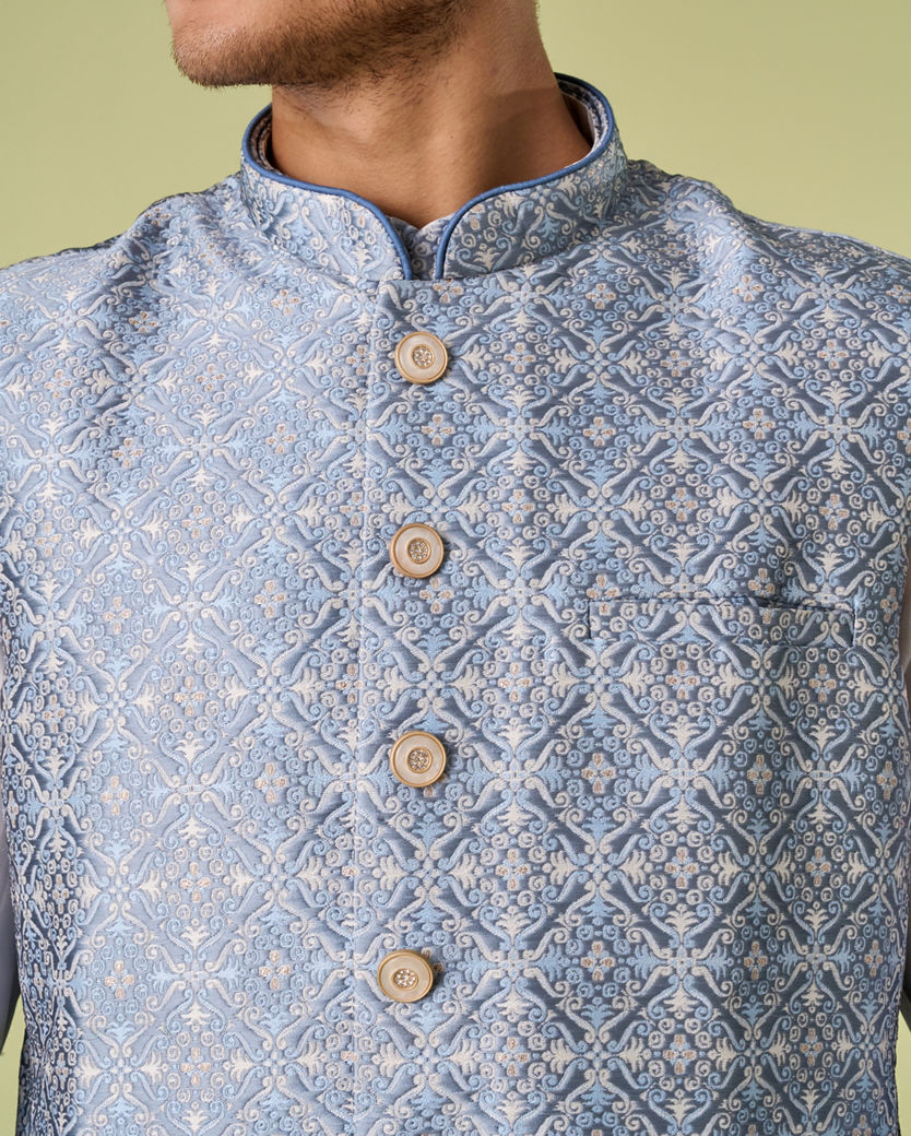 Diwas Men Gorgeous Blue Kurta Jacket Set