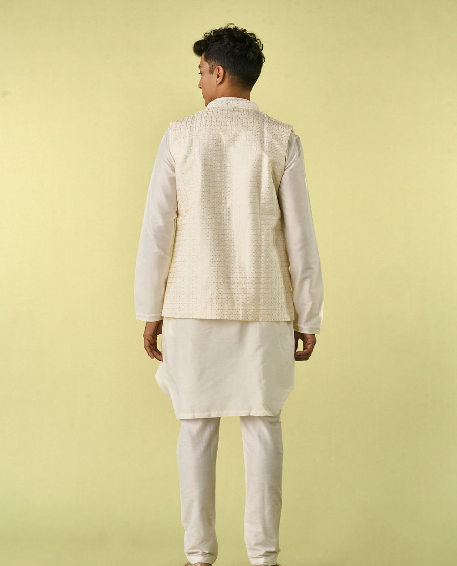 Diwas Men Cream Elegance Kurta Jacket Set
