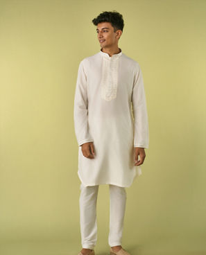 Diwas Men Cream Elegance Kurta Jacket Set