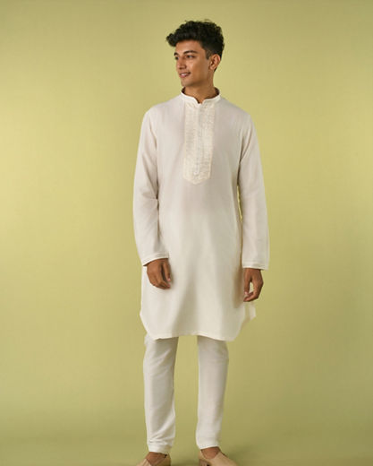 Diwas Men Cream Elegance Kurta Jacket Set