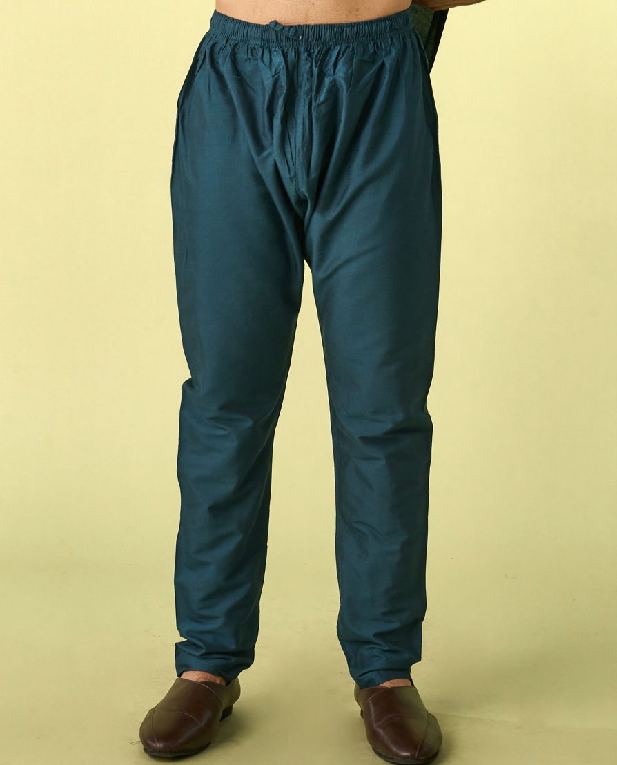 Diwas Men Teal Green Kurta Jacket Set