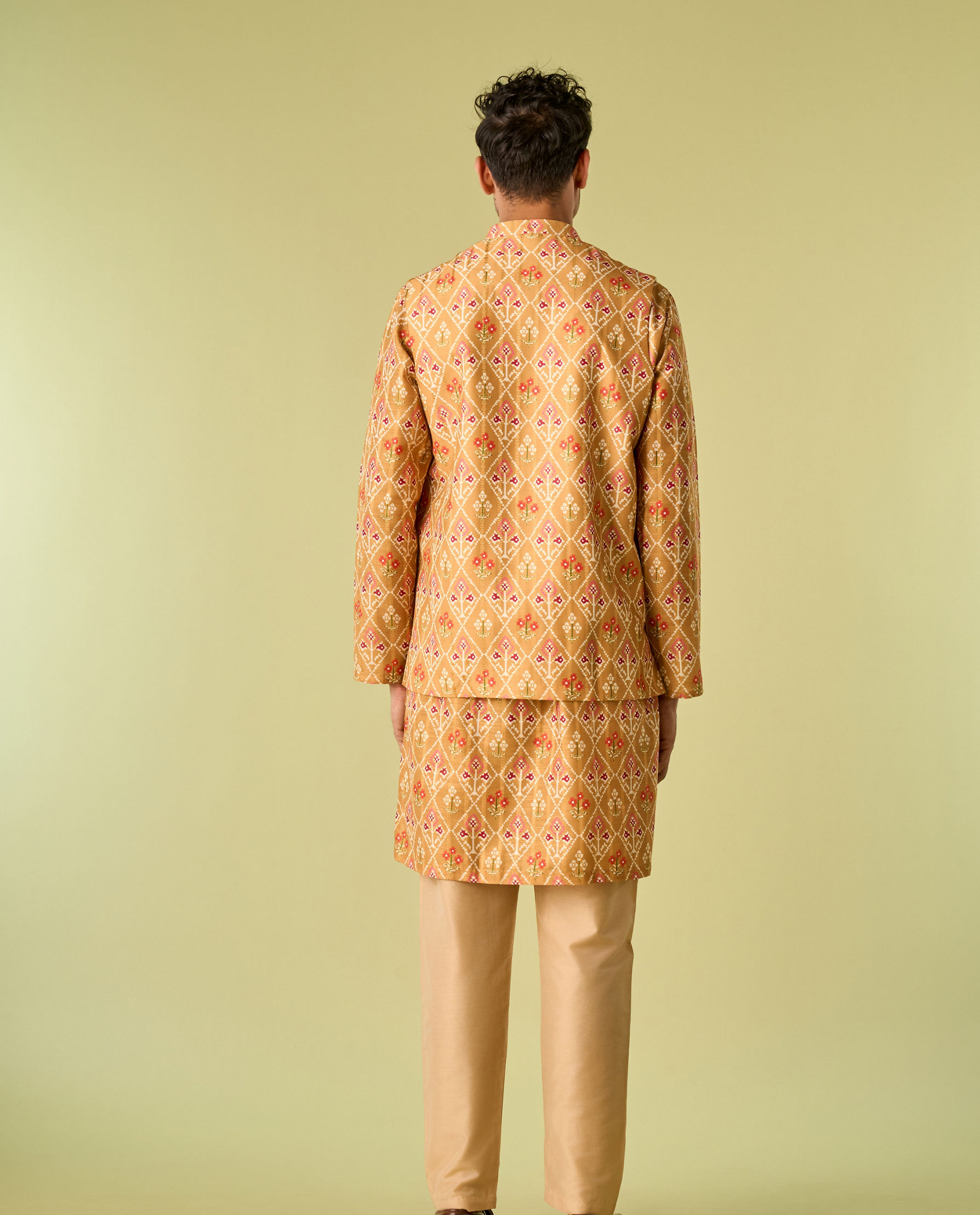 Diwas Men Vibrant Mustard Kurta Jacket Set