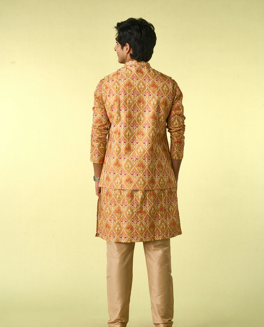 Diwas Men Vibrant Mustard Kurta Jacket Set