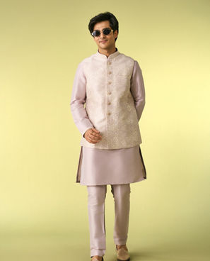 Diwas Men Lilac Elegance Kurta Jacket Set