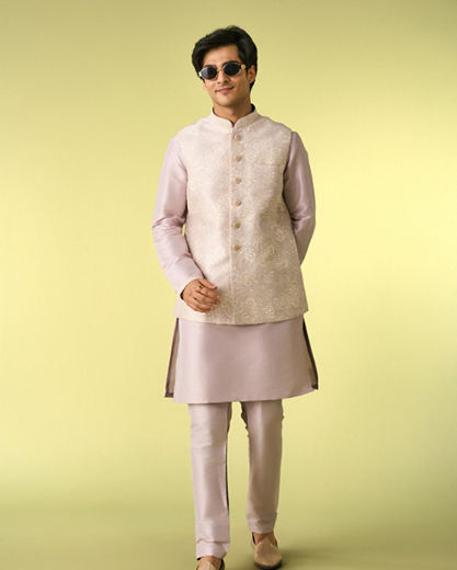 Diwas Men Lilac Elegance Kurta Jacket Set