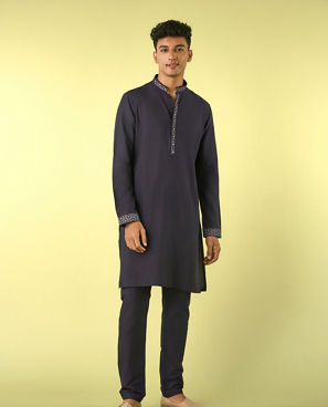 Diwas Men Dark Blue Elegance Kurta Jacket Set