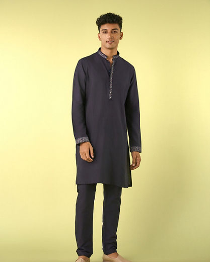 Diwas Men Dark Blue Elegance Kurta Jacket Set