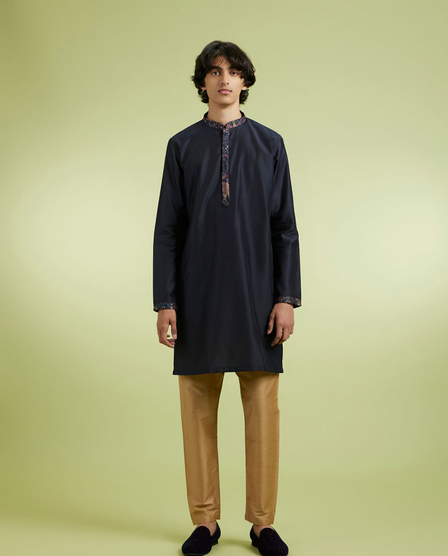 Diwas Men Blue Reflection Kurta Jacket Set