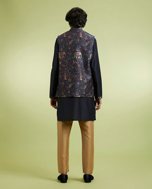 Diwas Men Blue Reflection Kurta Jacket Set