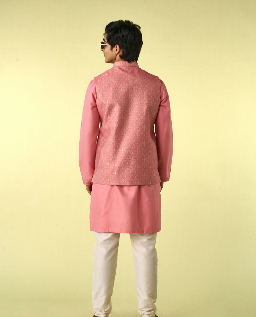 Diwas Men Pink Traditional Kurta Jacket Set