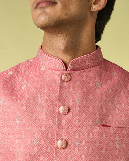 Diwas Men Pink Traditional Kurta Jacket Set