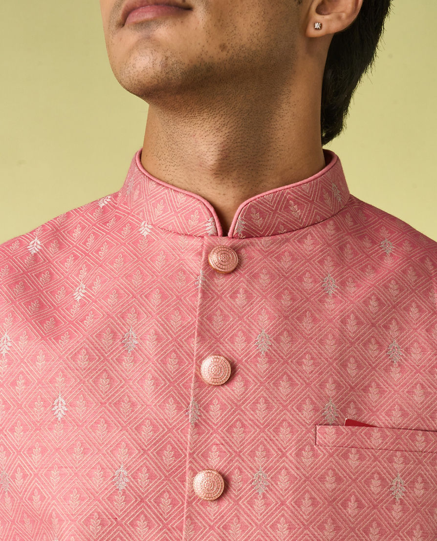 Diwas Men Pink Traditional Kurta Jacket Set