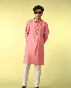 Diwas Men Pink Traditional Kurta Jacket Set