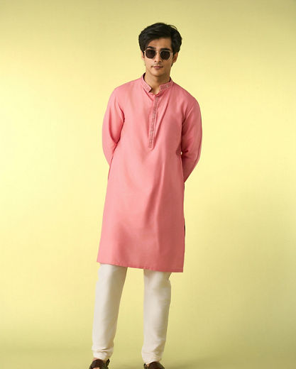 Diwas Men Pink Traditional Kurta Jacket Set
