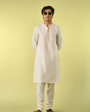 Diwas Men Peachy Kurta Jacket Set