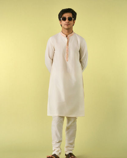 Diwas Men Peachy Kurta Jacket Set