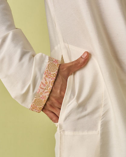 Diwas Men Peachy Kurta Jacket Set