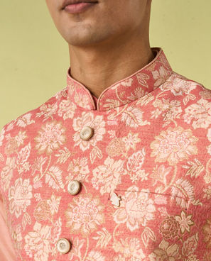 Diwas Men Peachy Pastel Celebration Kurta Jacket Set