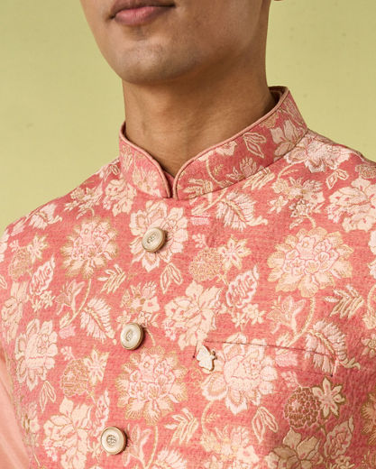 Diwas Men Peachy Pastel Celebration Kurta Jacket Set