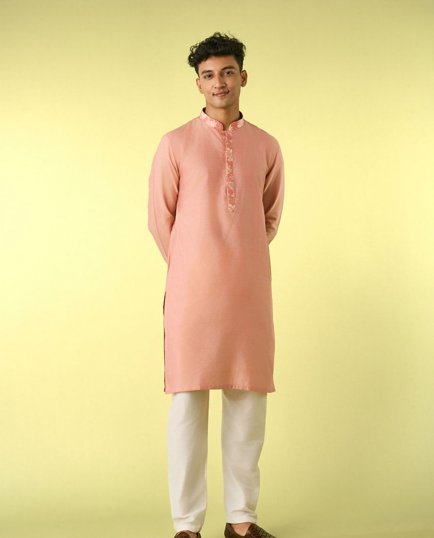 Diwas Men Peachy Pastel Celebration Kurta Jacket Set