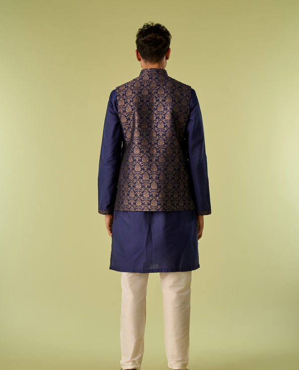 Diwas Men Indulgent Dark Blue Kurta Jacket Set