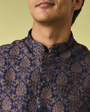 Diwas Men Indulgent Dark Blue Kurta Jacket Set