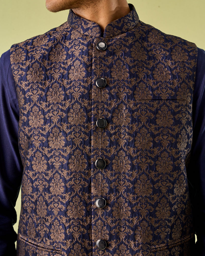 Diwas Men Indulgent Dark Blue Kurta Jacket Set