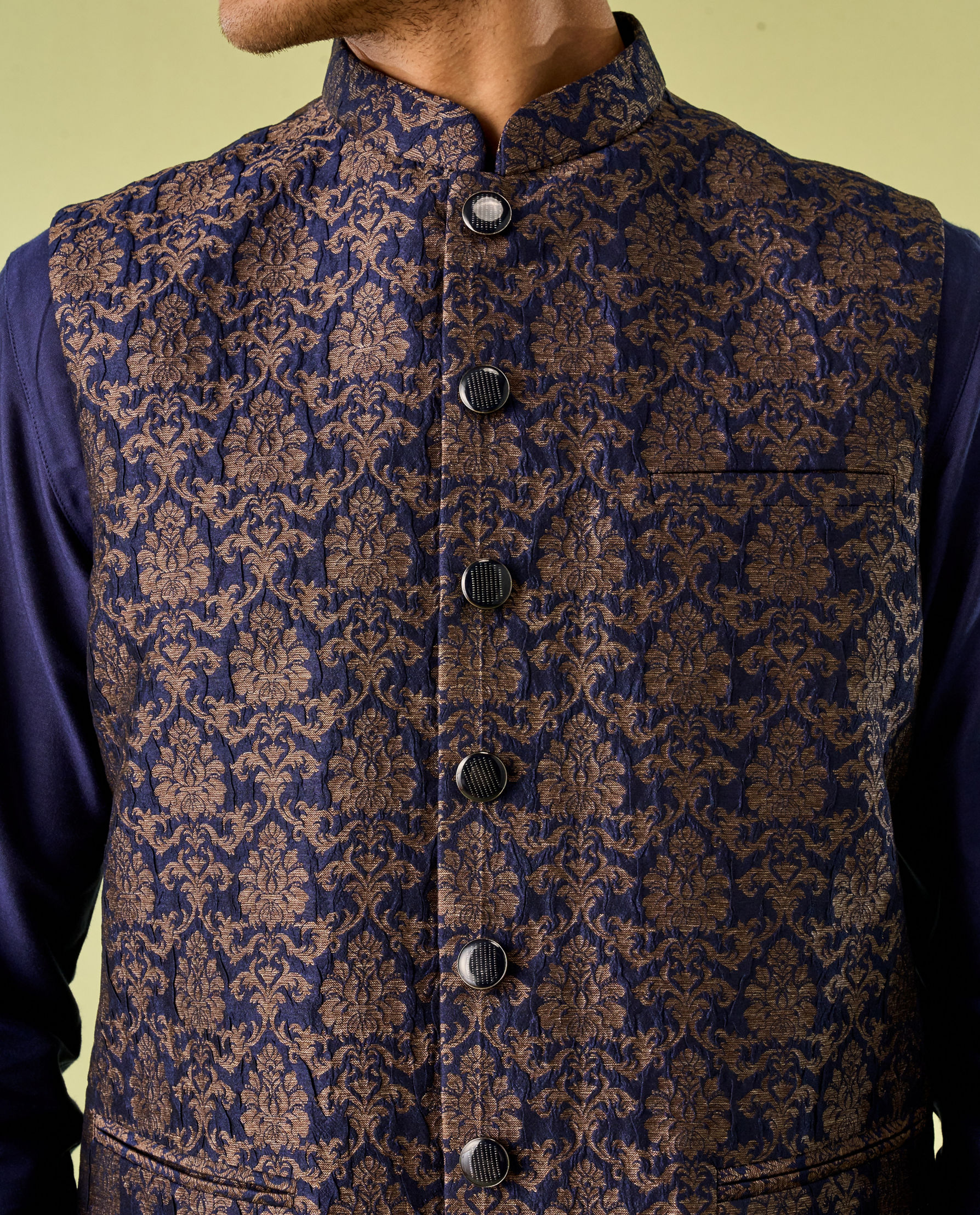 Diwas Men Indulgent Dark Blue Kurta Jacket Set