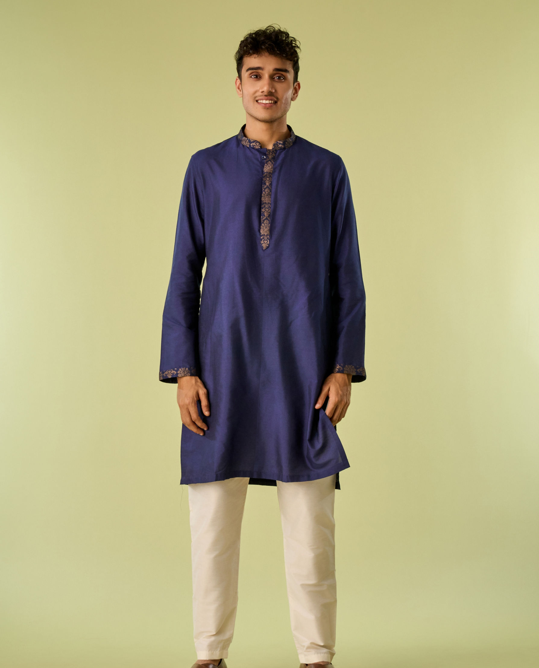 Diwas Men Indulgent Dark Blue Kurta Jacket Set