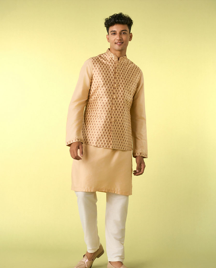 Diwas Men Fawn Elegance Kurta Jacket Set