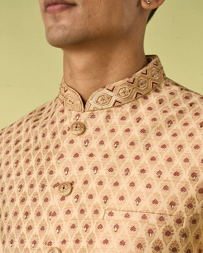 Diwas Men Fawn Elegance Kurta Jacket Set
